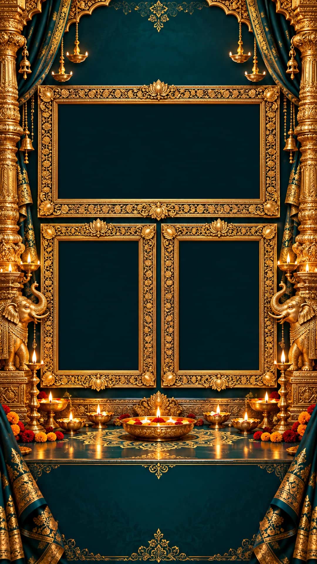Teal Durbar Diwali Memories editable festival status template