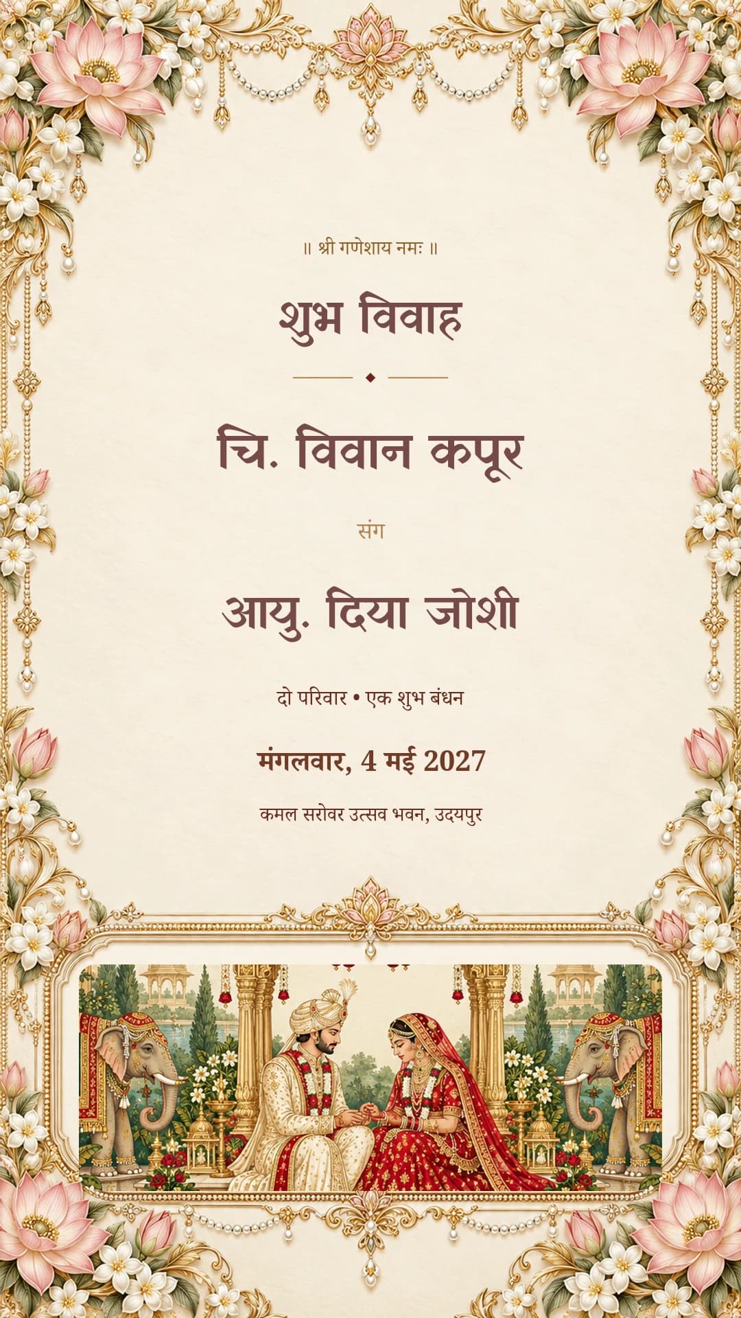 श्वेत कमल परिणय — विवान कपूर एवं दिया जोशी