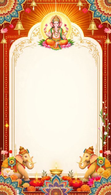 Luxury Ganesh theme Hindu wedding invitation card