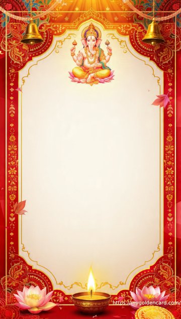 Ganpati blessings theme Hindu wedding invitation card