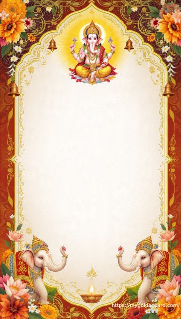 Shri Ganeshaya Namah Hindu wedding invitation card with Ganesh design