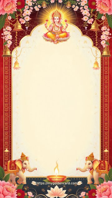 Traditional Hindu wedding invitation card with Ganesh motif