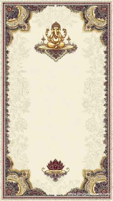 Antique style Ganesh Hindu wedding invitation card