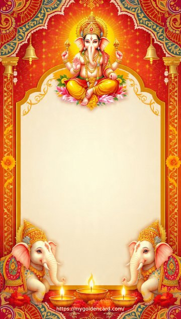Divine Ganesh themed Hindu wedding invitation card