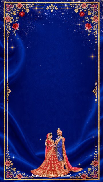 Royal Blue Marriage Invitation Card