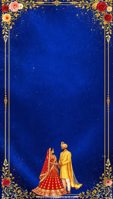 Luxury Indian Marriage Invitation Card with Golden Frame Design