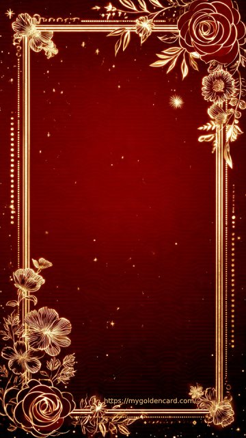 Wedding Invitation Golden Floral Border