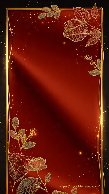 Royal Floral Gold Frame Wedding Invitation